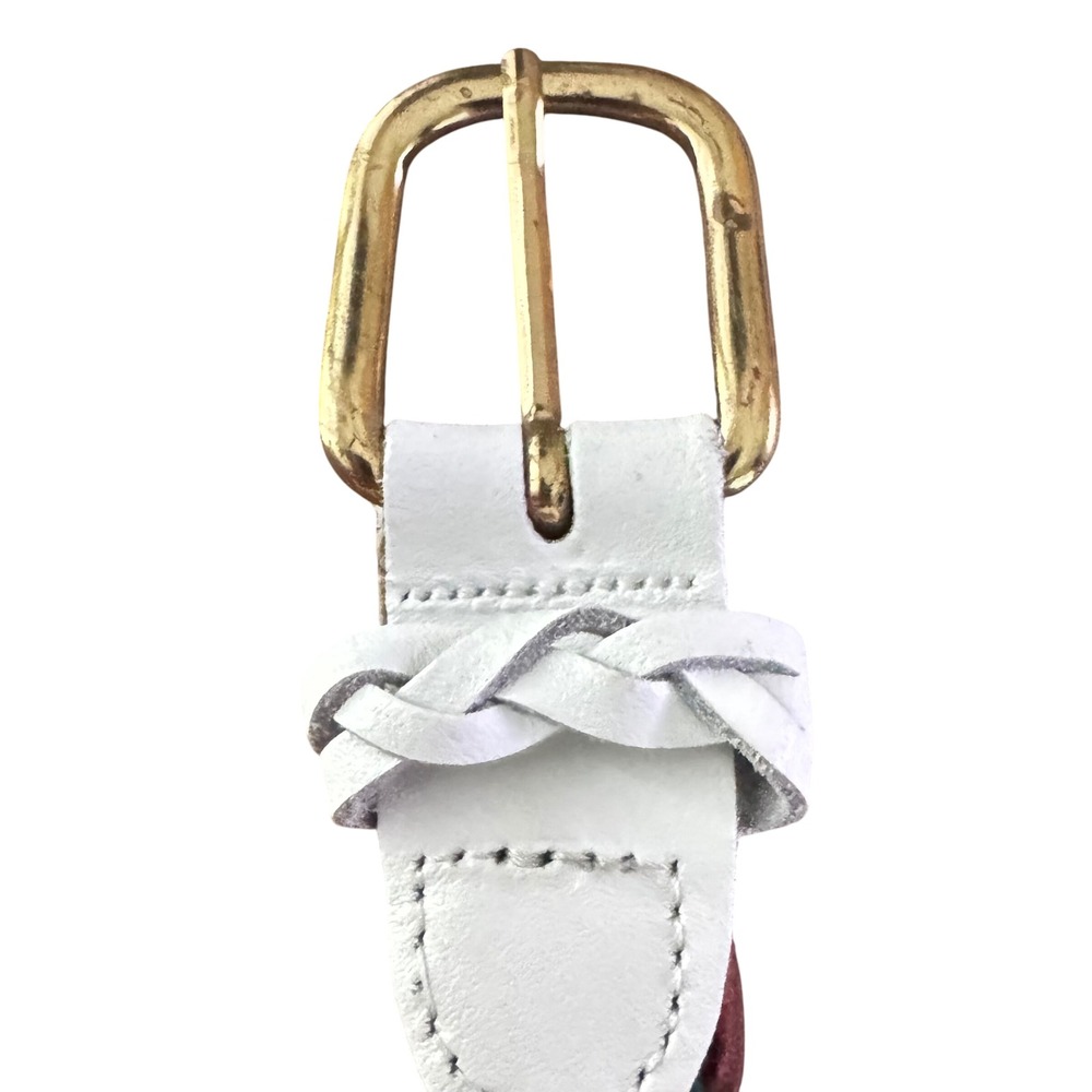 Argentina Capezio Braided Belt Colorful Woven Leather Belt‎ Gold tone Buckle ML - Picture 6 of 12